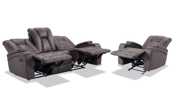 Viking Graphite 83'' Manual Reclining Sofa & Gliding Recliner with USB Port