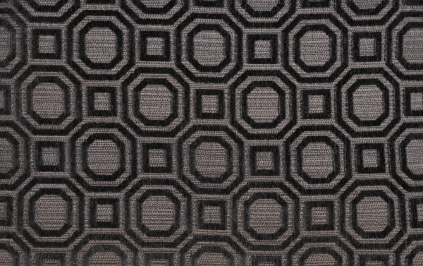 Gray Luxe transitional fabric with polyester upholstery featuring a geometric octagon and square pattern, ideal for modern sleeper chaise sectional decor.