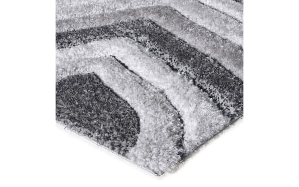 Contemporary Swirls 8' x 10' Gray Abstract Rug with gray and white geometric pattern, made of soft polyester fabric for stylish home decor.