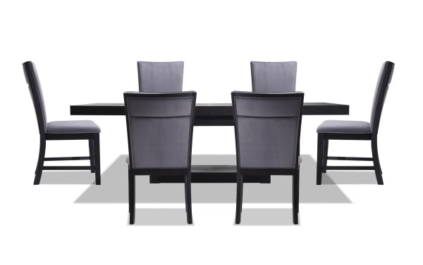 Cosmopolitan 7 Piece Black & Gray Upholstered Extendable Dining Set