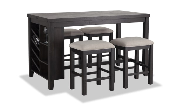 Sonoma 5 Piece Espresso Upholstered Counter Height Kitchen Island Set