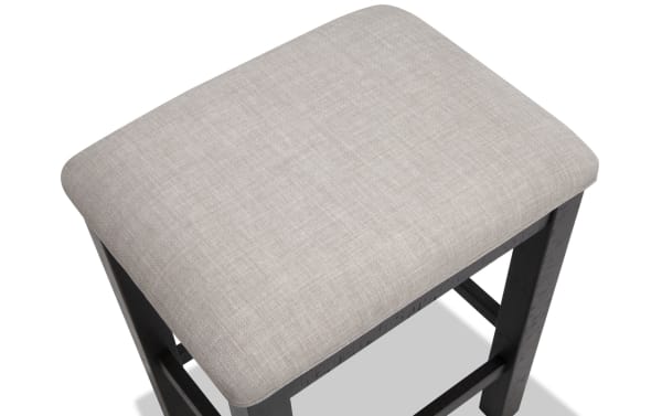 Backless Sonoma Espresso & Beige counter height stool with rustic solid acacia frame and beige polyester fabric seat, memory foam padded.