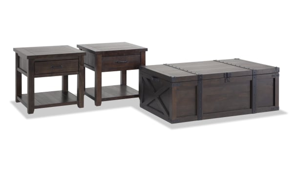 Montana Brown Storage Trunk Coffee & 2 End Table Set