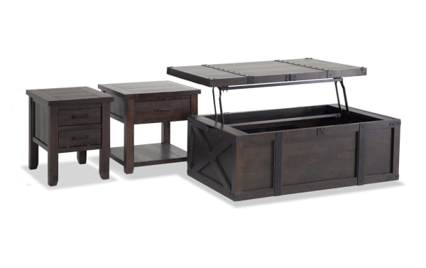 Montana Brown Storage Trunk Coffee with End & Chairside Table Set