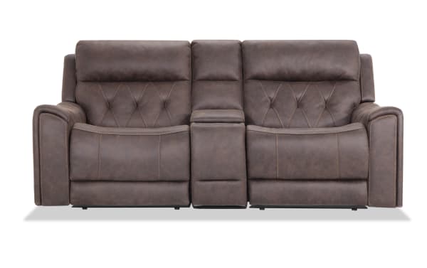 Canyon Walnut 83'' Power Reclining Console Loveseat with Power Headrest