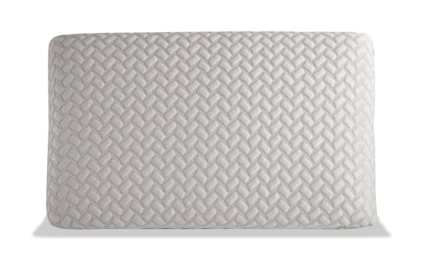 Bob-O-Pedic King Side & Back Sleeper Cooling Gel Memory Foam Pillow in white with quilted copper blend cover, designed for cooling comfort and support.
