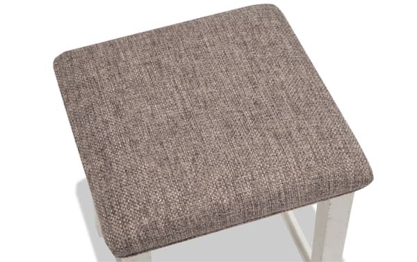 Beige Montana White & Beige Backless Upholstered Sofa Table Stool with rustic solid acacia frame and polyester fabric seat from Montana Entertainment & Occasional collection