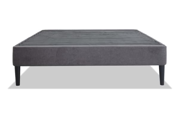 Universal Full Platform Base in dark gray upholstered fabric with black tapered legs, offering sturdy support and versatile bed frame use.