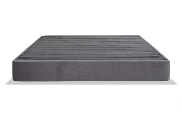 Universal Full Platform Base in dark gray upholstered fabric with sturdy, low-profile design for stable mattress support. Ships boxed.