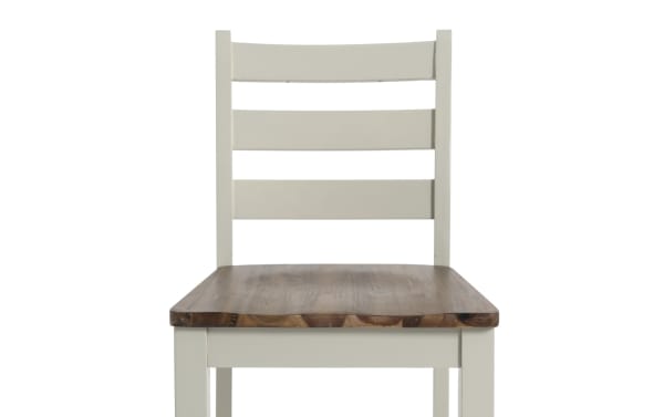 Sawyer Gray & Natural Ladder Back Counter Height Stool with MDF seat, transitional style, two-tone gray and natural wood finish, classic ladderback design.