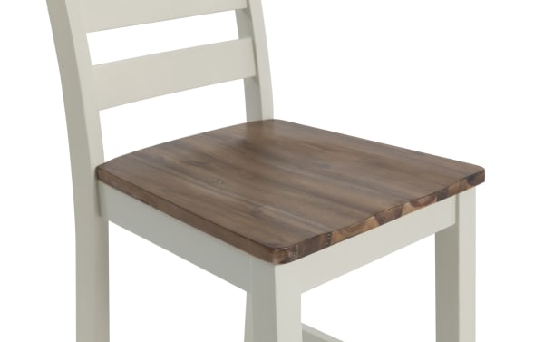 Sawyer Gray & Natural Ladder Back Counter Height Stool with MDF wood seat in natural finish and gray ladderback frame, transitional style.