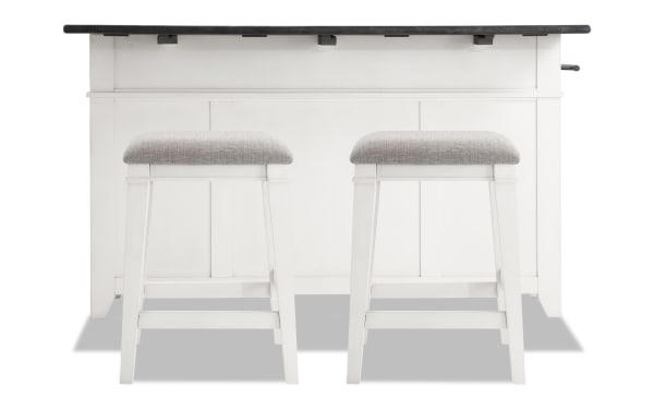 Montana 3 Piece White & Espresso Upholstered Kitchen Island Set