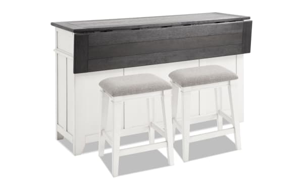 Montana 3 Piece White & Espresso Upholstered Kitchen Island Set