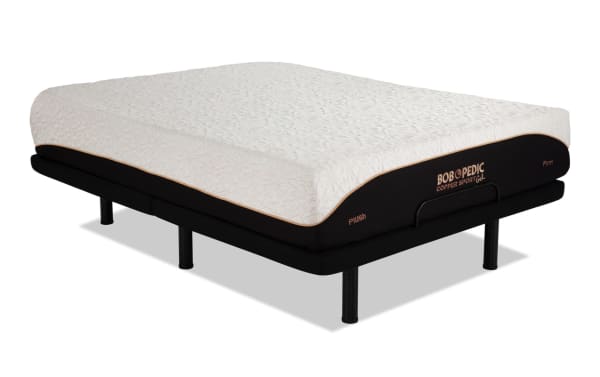 Power Bob Elite Base with Copper Sport Gel 11.5'' Queen Dual Mattress featuring white textured cover, black base, and copper-threaded temperature-regulating fabric from Bob-O-Pedic Copper Sport collection.