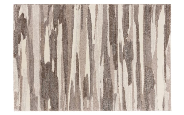 Contemporary Valley 8' x 10' beige abstract rug with organic neutral shapes, heat set polypropylene fabric, ideal for living spaces.