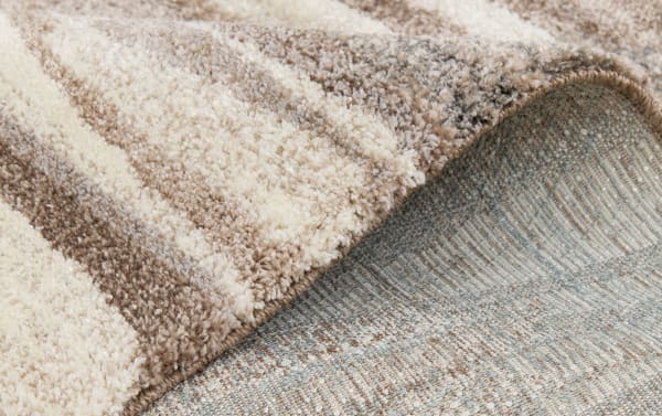 Beige Valley 8' x 10' abstract rug with organic shapes in neutral tones, heat set polypropylene fabric, contemporary style for living spaces.