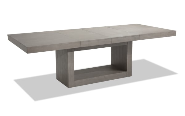 Cosmopolitan Gray Extendable Dining Table with Acacia veneer and MDF, contemporary style, gray finish, removable 20" leaves, from Cosmopolitan Dining collection.