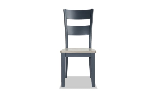 Blake Graphite & Gray Ladder Back Dining Chair from Blake cottage collection, featuring birch and mango wood veneers, rubberwood solids, classic transitional style, and solid construction.