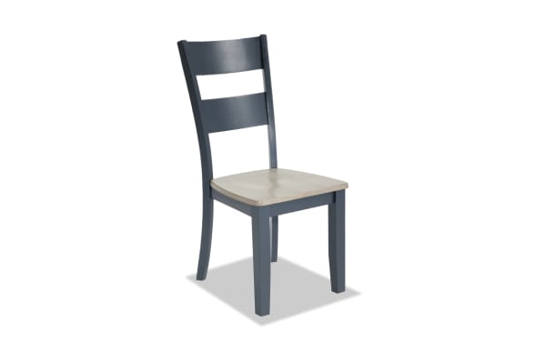 Blake Graphite & Gray Ladder Back Dining Chair in cottage style, featuring birch and mango wood veneers with solid rubberwood frame.