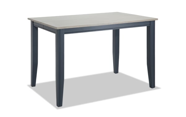 Blake Graphite & Gray extendable counter height square dining table with 18" leaf, cottage style, MDF, birch, mango, rubberwood veneers and solids.