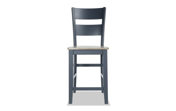Blake Graphite & Gray Ladder Back Counter Height Stool from Blake collection, cottage style with birch, mango veneers, and rubberwood solids.