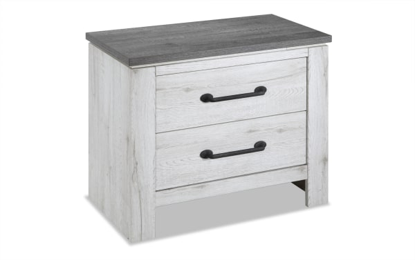Savannah White & Gray 2 Drawer Nightstand