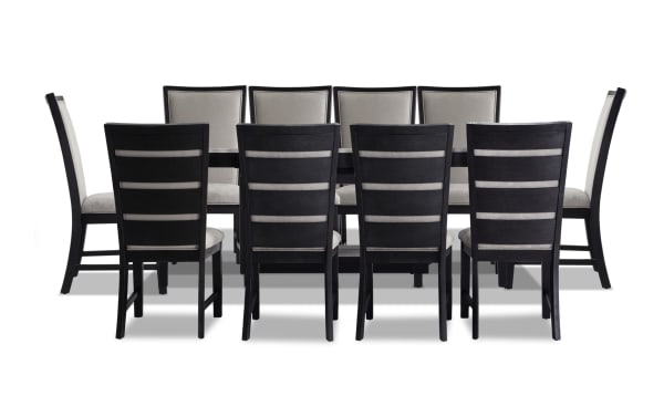 Cosmopolitan 11 Piece Black & Gray Upholstered Extendable Dining Set