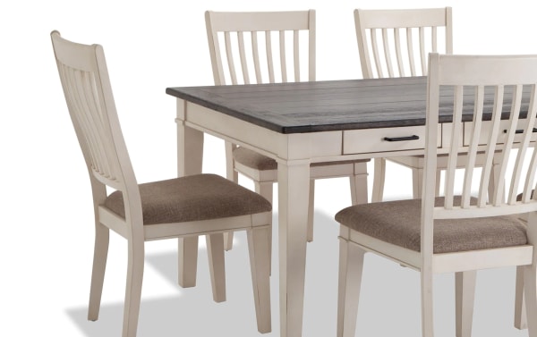 Montana 9 Piece White & Beige Upholstered Dining Set