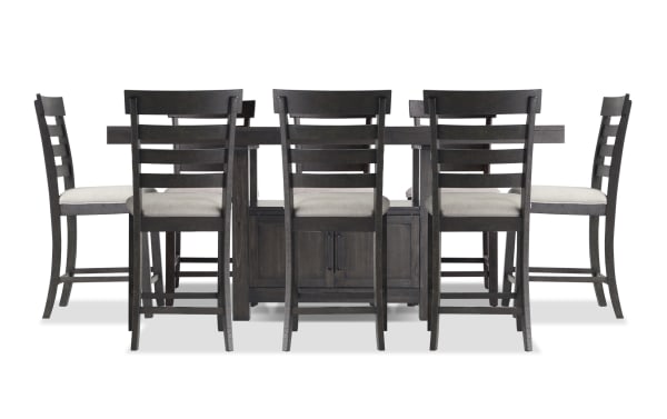 Sonoma 9 Piece Espresso & Beige Upholstered Extendable Counter Height Dining Set
