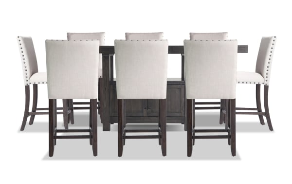 Sonoma 9 Piece Espresso & Beige Upholstered Extendable Counter Height Dining Set