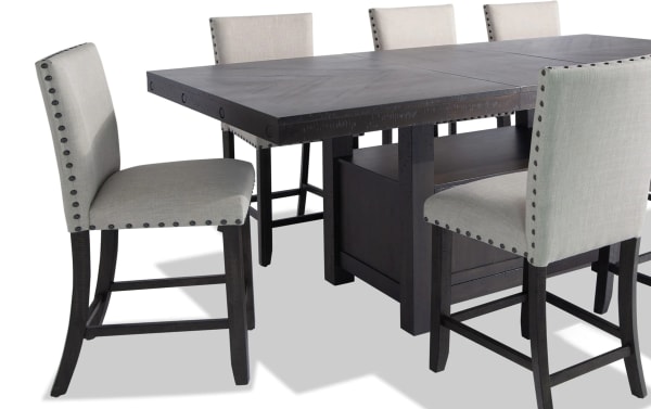 Sonoma 9 Piece Espresso & Beige Upholstered Extendable Counter Height Dining Set