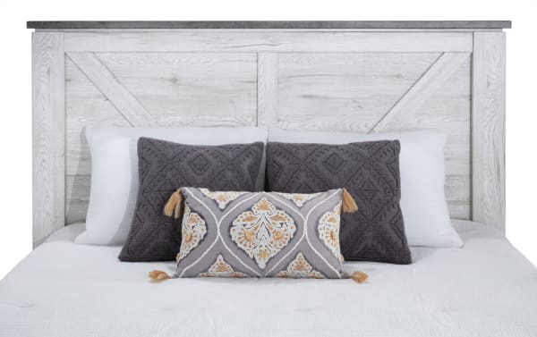 Savannah Queen White & Gray Panel Bed