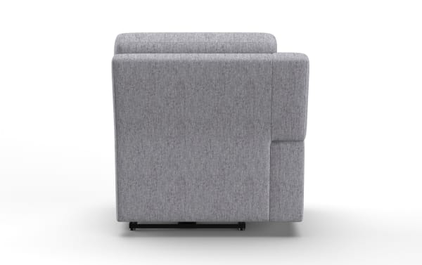 Renegade Gray Left Arm Facing Power Recliner in gray polyester fabric with transitional style, featuring power recline and built-in USB port.