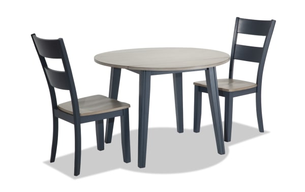 Blake 3 Piece Graphite & Gray Round Extendable Dining Set