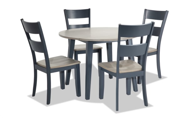 Blake 5 Piece Graphite & Gray Round Extendable Dining Set