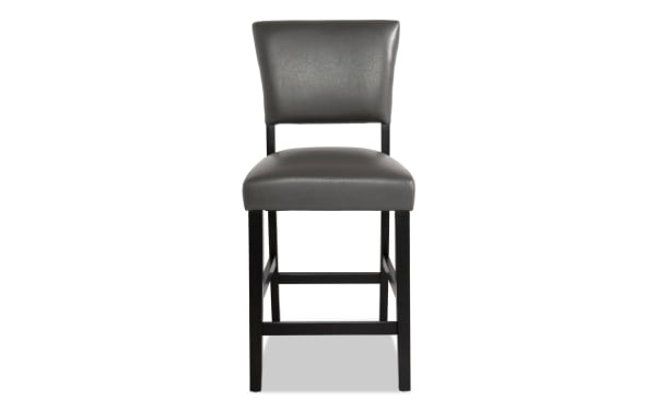 Elm Espresso & Gray Faux Leather Counter Height Stool with foam-padded gray upholstery, transitional style, and sturdy MDF legs for counter seating
