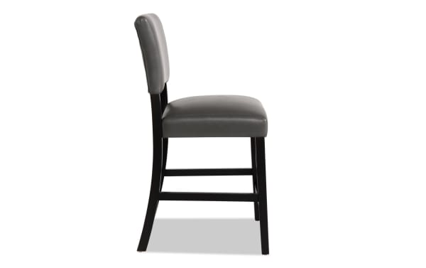 Gray faux leather Elm Espresso & Gray faux leather counter height stool with padded seat and back, transitional style, sturdy MDF frame