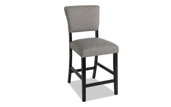 Transitional Elm Espresso & Light Gray Upholstered Counter Height Stool with polyester fabric seat and back, MDF frame, sturdy four-leg design for counter seating.