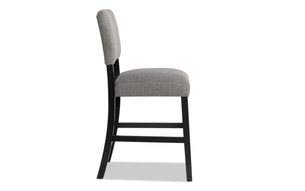 Transitional Elm Espresso & Light Gray Upholstered Counter Height Stool with polyester fabric seat, MDF frame, and sturdy four-leg design for counter seating.