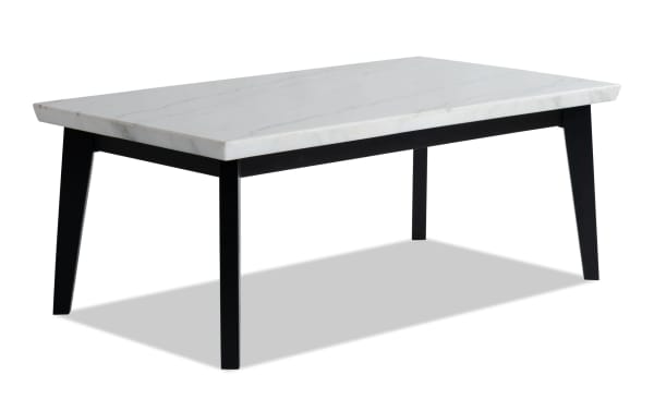 Elm Espresso & Marble Coffee Table from Elm Occasional Collection, featuring a white real marble top and sleek black MDF frame in a contemporary style.