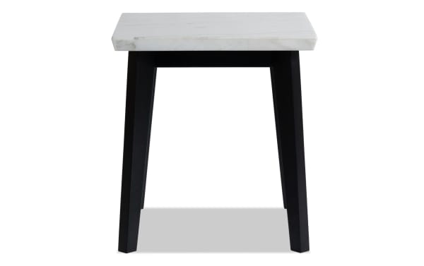 Contemporary Elm Espresso & Marble End Table with real white marble top and dark espresso MDF frame, part of the Elm Occasional collection.