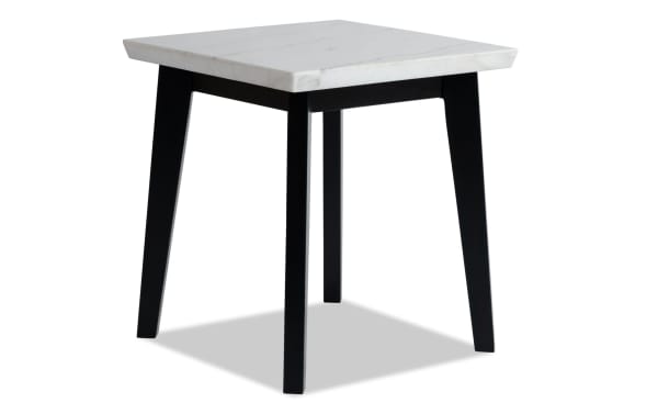 Elm Espresso & Marble End Table from Elm Occasional collection, featuring a white real marble top and espresso-finished MDF tapered legs in contemporary style.