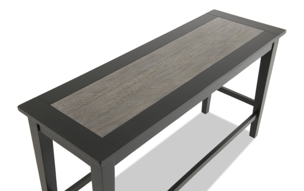 Fusion Black & Gray Counter Bench from Fusion Dining collection, transitional style with acacia veneer top, black wood frame, and solid construction.