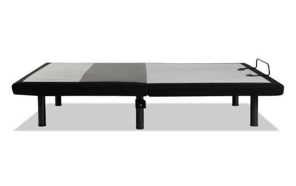 Power Bob Ultra King Adjustable Base in black and gray fabric with sturdy black legs, designed for customizable sleep comfort with adjustable head, foot, and lumbar support.