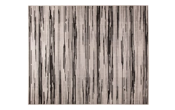 Beige Lennox Glam 8' x 10' transitional indoor/outdoor rug with abstract vertical stripe pattern, durable polypropylene weave from Lennox Outdoor collection.