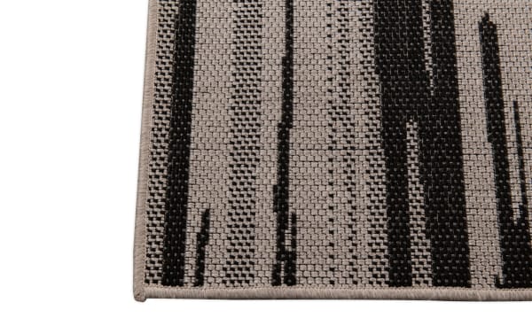 Beige Lennox Glam 8' x 10' indoor/outdoor rug with abstract black pattern, polypropylene material, machine-woven texture, transitional style.
