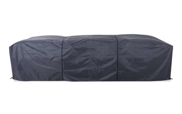 Gray Dream Outdoor expandable patio furniture cover made of durable, weather-resistant polyester fabric with breathable mesh sides for airflow.