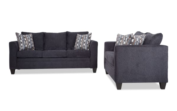 Stevie Charcoal 78'' Sofa & 65'' Loveseat