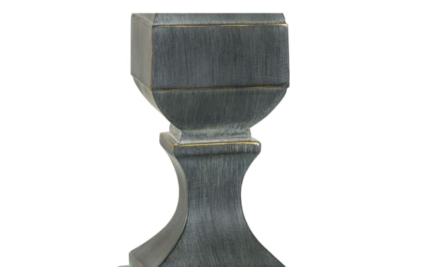 Bolton Gray Table Lamp set featuring a sculptural resin base in gray with linen fabric shade, transitional style, includes USB and USB-C charging ports.