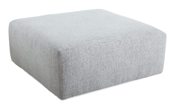 Square Mason White Cocktail Ottoman with soft polyester fabric upholstery, transitional style, and memory foam cushioning for versatile living spaces